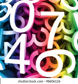 Abstract background with colorful digital numbers. Vector
