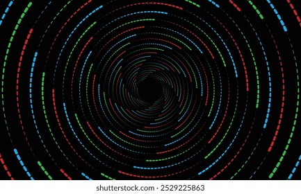 Fundo abstrato com pontos coloridos movendo-se em um projeto de vetor de forma espiral