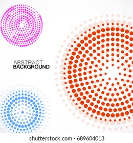 Abstract background with colorful dotted circles. Dots in circular form. Vector design backdrop