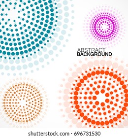 Abstract background with colorful dotted circles. Dots in circular form. Vector design backdrop