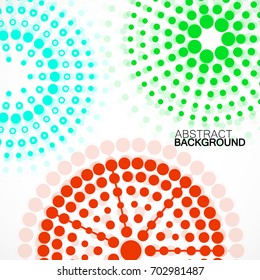 Abstract background with colorful dotted circles. Dots in circular form. Vector design backdrop