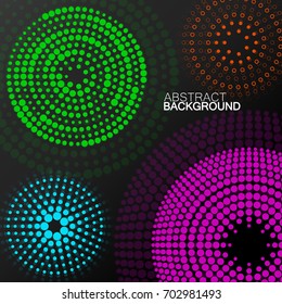 Abstract background with colorful dotted circles. Dots in circular form. Vector design backdrop
