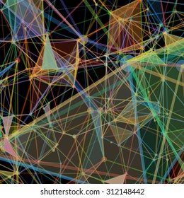 Abstract background with colorful dotted grid and triangular cells