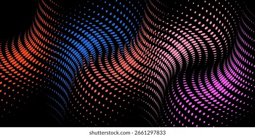 Abstract background. Colorful dynamic stylish wallpaper. Graphic illustration with wavy halftone design.