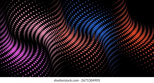 Abstract background. Colorful dynamic stylish wallpaper. Graphic illustration with wavy halftone design.