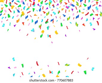 Abstract background with colorful falling confetti. Vector illustration.
