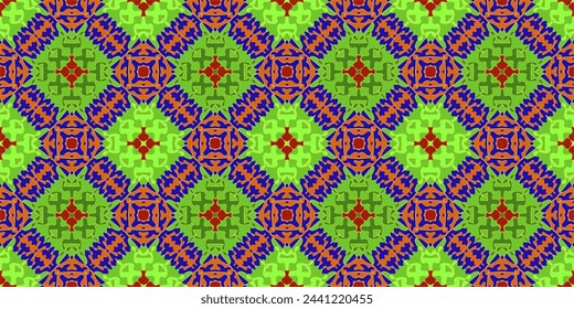 Abstract background of colorful floral geometric pattern. Endless flat vector design.