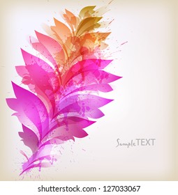 abstract background with colorful flower and blots. Vector design