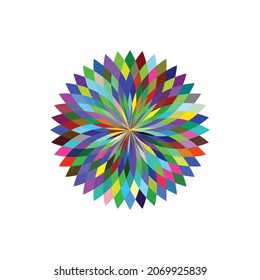 Abstract Background Colorful Flower. Abstract Multicolor Flower on white Background.