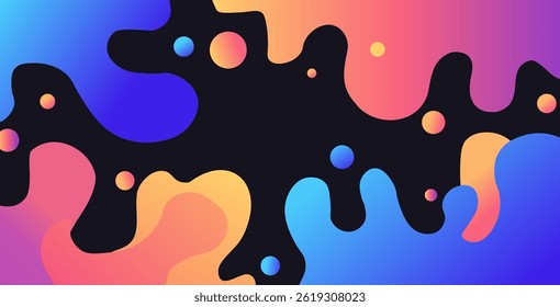 Abstract background with colorful fluid gradient shapes  vibrant gradients in blue, purple, pink, and orange flowing on a dark backdrop