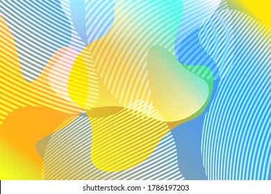 Abstract background with colorful fluid shapes, gradient waves, geometric lines, dynamical forms. Design for poster, banner, card. Abstract liquid illustration. 3D paper images with a subtle blend.