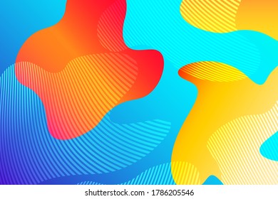 Abstract background with colorful fluid shapes, gradient waves, geometric lines, dynamical forms. Design for poster, banner, card. Abstract liquid illustration. 3D paper images with a subtle blend.