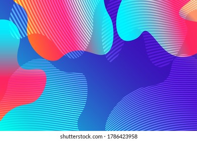 Abstract background with colorful fluid shapes, gradient waves, geometric lines, dynamical forms. Design for poster, banner, card. Abstract liquid illustration. 3D paper images with a subtle blend.