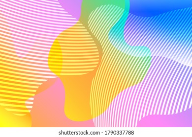 Abstract background with colorful fluid shapes, gradient waves, geometric lines, dynamical forms. Design for poster, banner, card. Abstract liquid illustration. 3D paper images with a subtle blend.