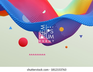 Abstrakter Hintergrund mit bunter Flüssigkeitswelle. Kreatives Design für Banner, Flyer, Poster, Cover oder Broschüren. 3D-Vektorgrafik.