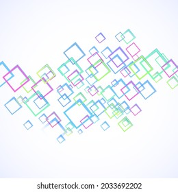 Fondo abstracto con cuadros voladores coloridos. Ilustración del vector