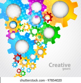 Abstract background with colorful gears and light