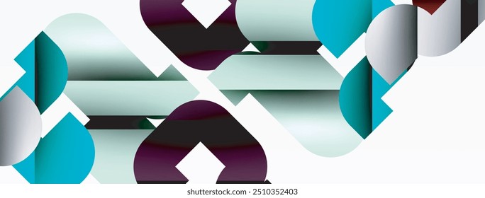 Abstract background. Colorful geometric curve shapes with black shadow lines effects