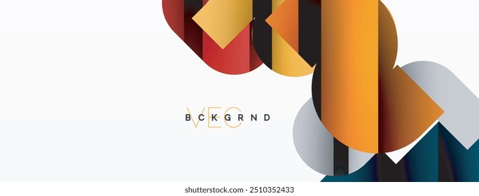 Resumo. Formas de curva geométrica colorida com efeitos de linhas de sombra pretas