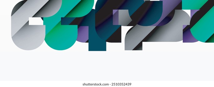 Abstract background. Colorful geometric curve shapes with black shadow lines effects