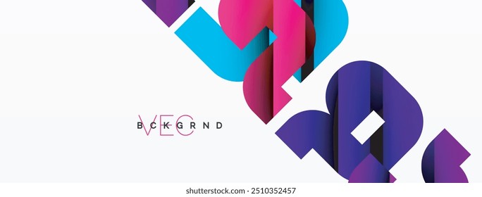 Abstract background. Colorful geometric curve shapes with black shadow lines effects