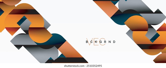 Abstract background. Colorful geometric curve shapes with black shadow lines effects