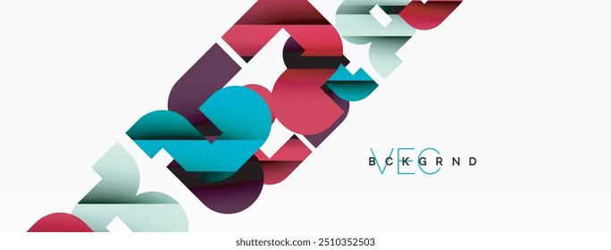 Abstract background. Colorful geometric curve shapes with black shadow lines effects