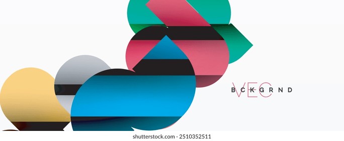 Abstract background. Colorful geometric curve shapes with black shadow lines effects