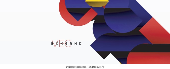 Abstract background. Colorful geometric curve shapes with black shadow lines effects