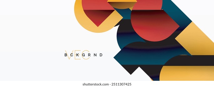 Abstract background. Colorful geometric curve shapes with black shadow lines effects