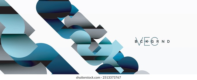 Abstract background. Colorful geometric curve shapes with black shadow lines effects