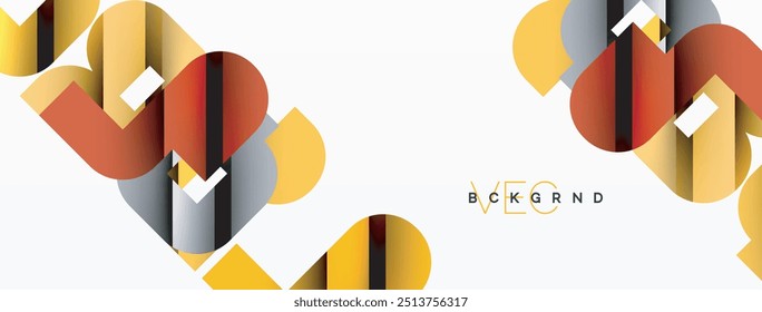 Abstract background. Colorful geometric curve shapes with black shadow lines effects