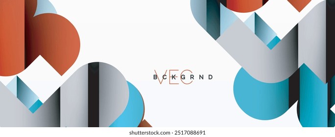 Abstract background. Colorful geometric curve shapes with black shadow lines effects