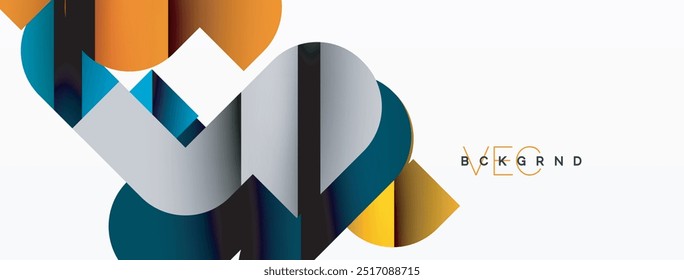 Abstract background. Colorful geometric curve shapes with black shadow lines effects