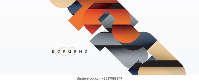 Abstract background. Colorful geometric curve shapes with black shadow lines effects