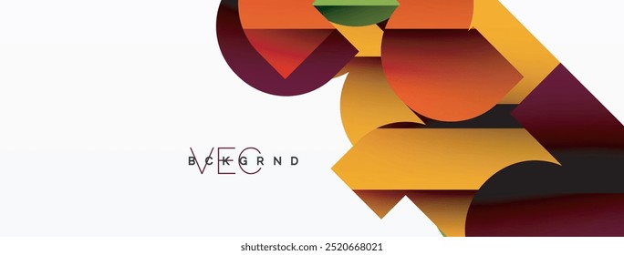 Abstract background. Colorful geometric curve shapes with black shadow lines effects