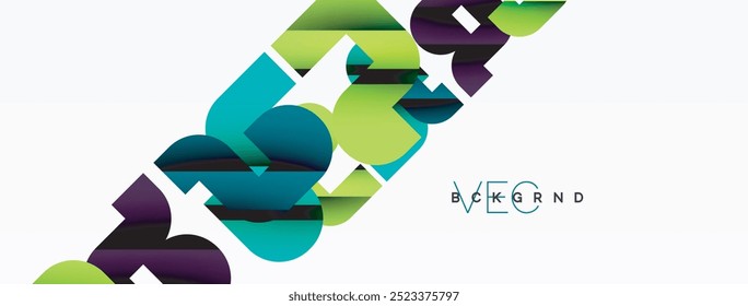 Resumo. Formas de curva geométrica colorida com efeitos de linhas de sombra pretas