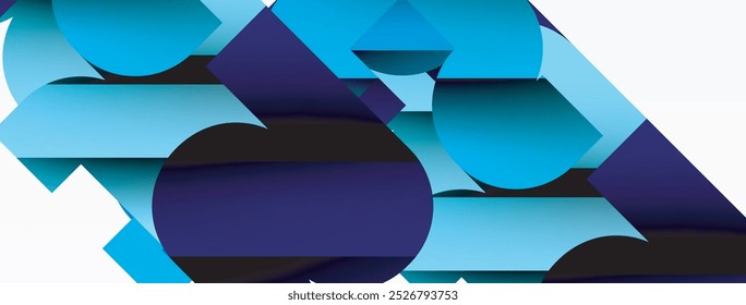 Abstract background. Colorful geometric curve shapes with black shadow lines effects