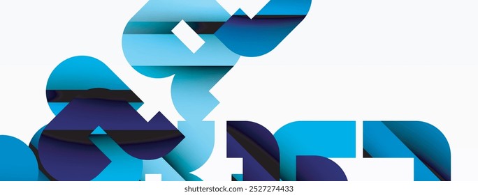 Abstract background. Colorful geometric curve shapes with black shadow lines effects