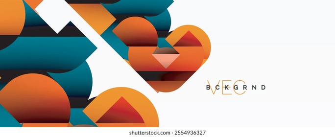 Abstract background. Colorful geometric curve shapes with black shadow lines effects