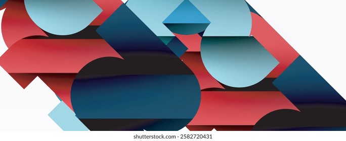 Abstract background. Colorful geometric curve shapes with black shadow lines effects