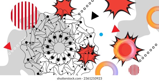 Abstract background with colorful geometric elements.