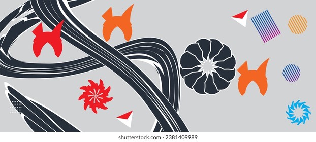 Abstrakter Hintergrund mit bunten geometrischen Elementen, Vektorformen