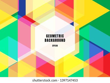 Abstract background colorful geometric hexagons overlapping trendy concept. Vector illustration