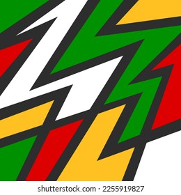 Abstract background with colorful geometric line pattern and with Jamaican color theme
