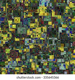 Abstract background. Colorful geometric mosaic. It consists of square shapes of different color and size. Graphic design element.