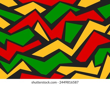 Abstract background with colorful geometric pattern and with Rastafari color theme