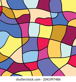 Abstract background with colorful geometric shapes. Design for poster, banner, card. Rainbow abstract round, triangles illustration. 3D paper grid with a subtle blend of bright colors. Copy space.