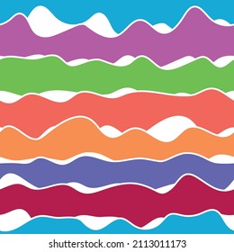 Abstract background with colorful geometric shapes. Rainbow seamless pattern.  Gradient waves, lines, dynamical forms. Design for poster, fabric, textile.