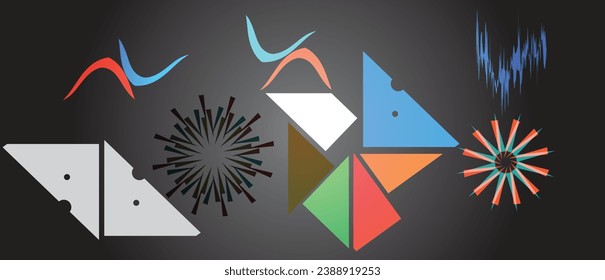 Abstract background with colorful geometric shapes and elements, Vector illustration.